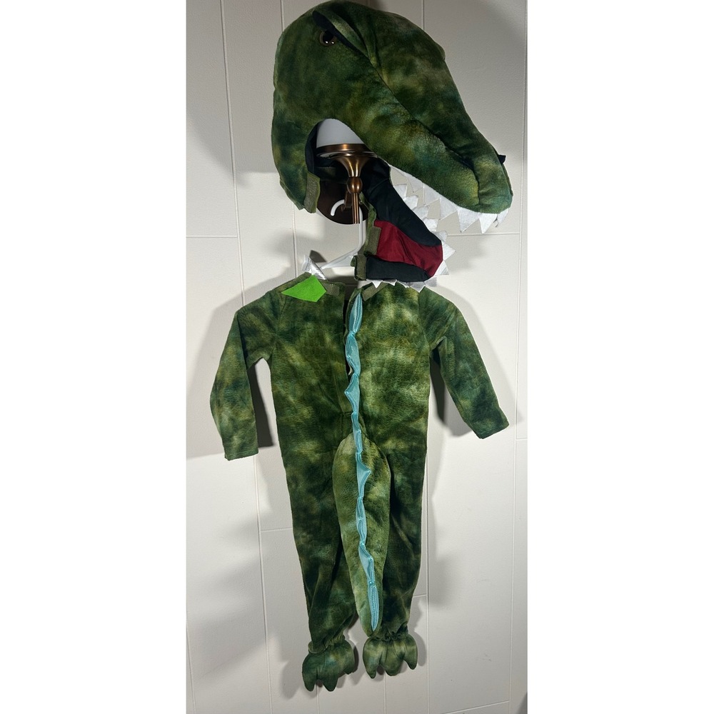 Pottery Barn Kids Light-Up Dinosaur Costume Green Plush 2-Piece Set 3T
